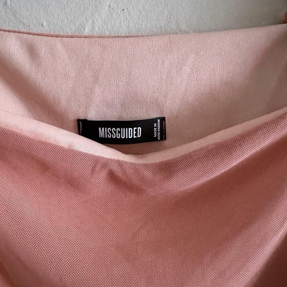 Missguided Pink Mesh Ruched Puff Sleeve Top Size 4 - Picture 3 of 6